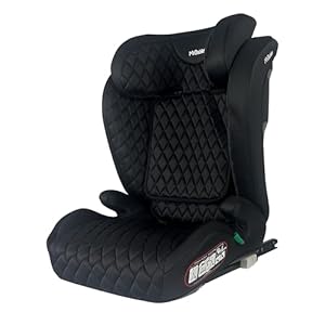 My Babiie i-Size R129 High Back Booster with ISOFIX, 100-150cm (Group 2/3, 4 to 12 Years Approx.) Adjustable Highback Child Car Seat, 10 Position Headrest, Padded (Billie Faiers Black Quilted)