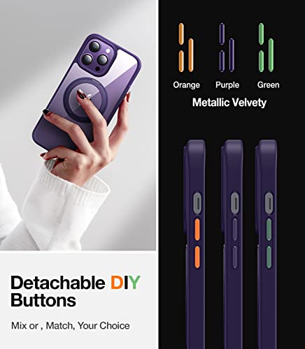 Torras 360° Rotatable Magnetic Stand For Iphone 14 Pro Case Clear [Military-Grade Protection][Compatatible With Magsafe] Shockproof Clear Back+Purple Edge For Iphone 14 Pro Phone Cases, Clear Purple #TOP5