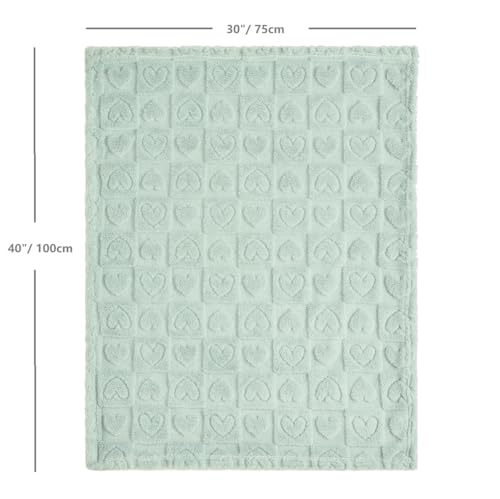 Image of CREVENT 30 inchX40 inch Cozy Soft Warm Sherpa Baby Blanket for Girls Boys, Newborn Essentials for Infant, Baby Shower Receiving Gift - Green Heart 75X100cm + Gift Bag with Ribbon