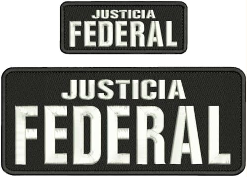 Special Patches for Velcro Patches for Uniform for JUSTICIA Federal Embroidery Patches 4x10 and 2x5 Hook on Back White Black Model-Q-X988-2558