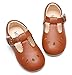 DADAWEN Girl's Classic Mary Jane School Uniform Shoes Flat Dress Shoes Brown US Size 5 M Toddler