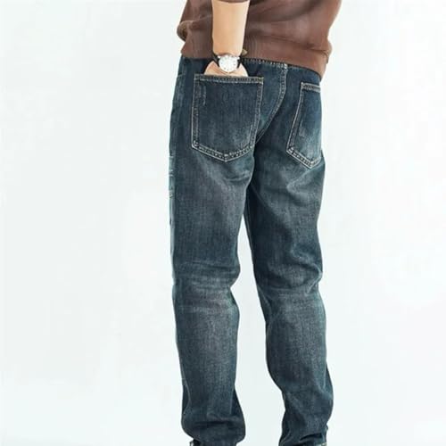 Men’S High Street Heavy Duty Color Block Loose Fit Wide Leg Denim Pants Zipper Fly Midweight Multi Pocket Full Length Jeans4