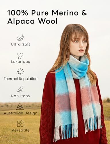 Merino Wool Alpaca Scarf, Australian Shawl Cashmere Wrap, Pashmina Wraps for Women, Year-Round Travel Scarf Shawl3