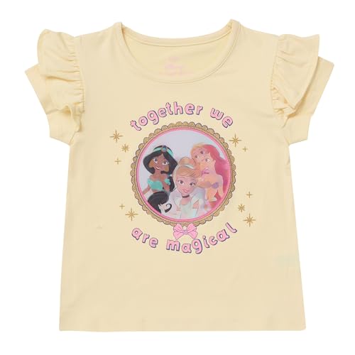 Image of Disney Princess Shirts for Girls Ruffle Sleeve T-Shirt with Interactive Lenticular Patch Gift for Toddler