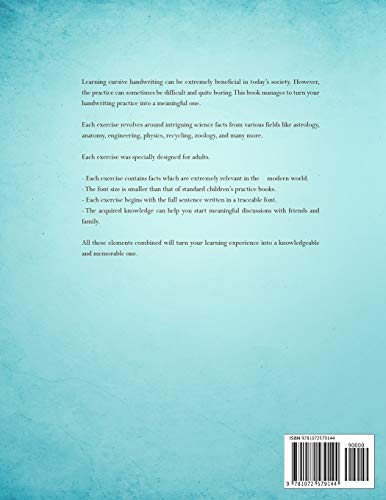 Cursive Handwriting Workbook for Adults: Advanced Cursive Writing Worksheets with Intriguing Science Facts for a Meaningful Practice - Image 2