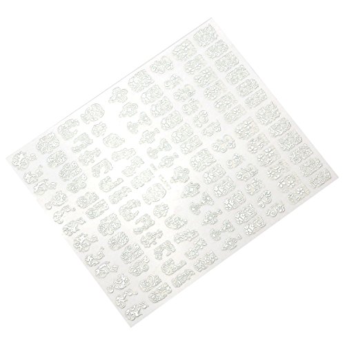 Frcolor 108 Stück Nagel Kunst Sticker 3D Blume Nagelsticker Nail Art DIY Dekoration Aufkleber (Silber) – Bild 6