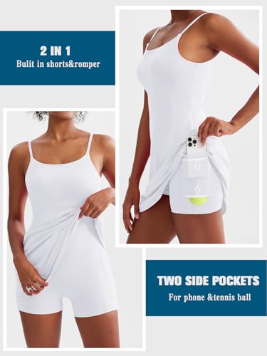 Image of Sexyasasii Women's Summer Tennis Dress with Built in Shorts and Bra Sleeveless Backless Workout Active Exercise Golf Dress
