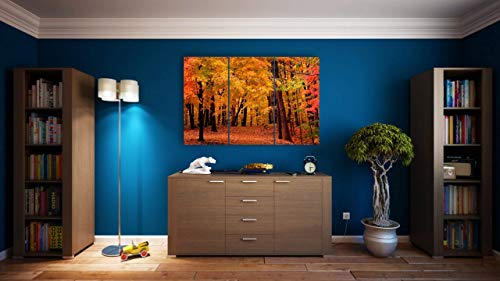 Forest Wall Art Decor - 3 Piece Set, Decorative Framed Autumn Fall Tree Canvas Art Multi Panel Split Prints For Living Room, Kitchen, Bedroom, Office & Home Decor Gift #TOP6