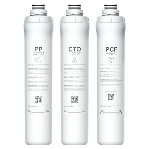 Bluevua RO100ROPOT Replacement Filter Set, Pack of 3 Filters (1 PP, 1 CTO, 1 PCF)