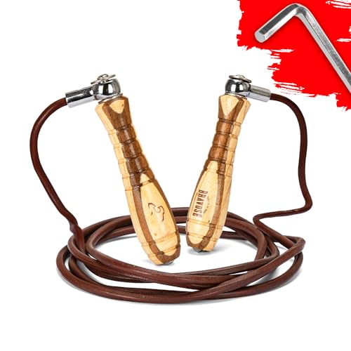 Bravose Weighted Leather Skipping Rope for Adult Fitness | Wooden Handle Gym Skipping Jump Speed Ropes | Skipping Ropes for Boxing, Fitness Training, Exercise for Men & Women Fitness Accessories Bravose Weighted Leather Skipping Rope for Adult Fitness | Wooden Handle Gym Skipping Jump Speed Ropes | Skipping Ropes for Boxing, Fitness Training, Exercise for Men & Women Fitness Accessories