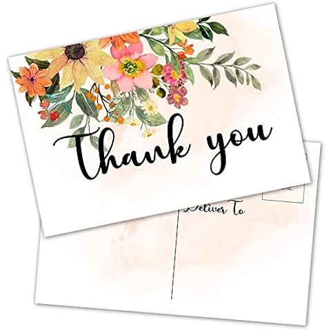 Baby shower Party Thank You Cards Postcard, Watercolor Floral Postcard, Decorations, Supplies - 25 Cards Per Pack (bbgx-025) Cover