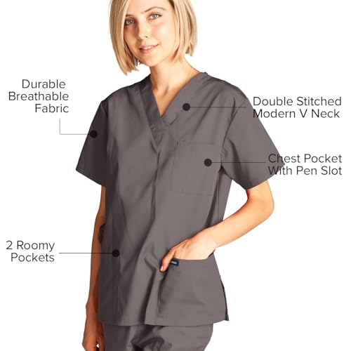 Image of Dagacci Scrubs Medical Uniform Women and Man Scrubs Set Medical Scrubs Top and Pants