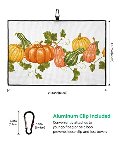 Sevenbabu Golf Towels For Golf Bags With Clip, Funny Microfiber Waffle Pattern Golf Towel, Country Farmhouse Harvest Pumpkin Fall Thanksgiving Golf Accessories For Men And Women Gifts 24X16 Inch #TOP2