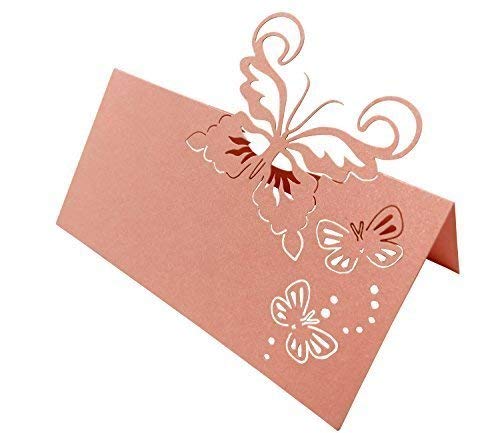 T-shin 50PCS Wedding Guest Name Place Cards Party Table Name Place Cards Paper Table Numbers Place Card Escort Name Card Laser Cut Design for Wedding Party Decoration Favor (Pink-B)