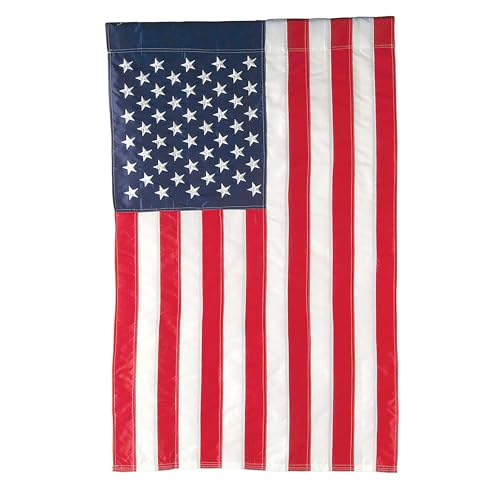 Evergreen American Flag 12x18 Double Sided | Patriotic House Flags For Outside Outdoor | Small American Flag Garden Size | Embroidered Stars and Stripes | USA Residential or Commercial