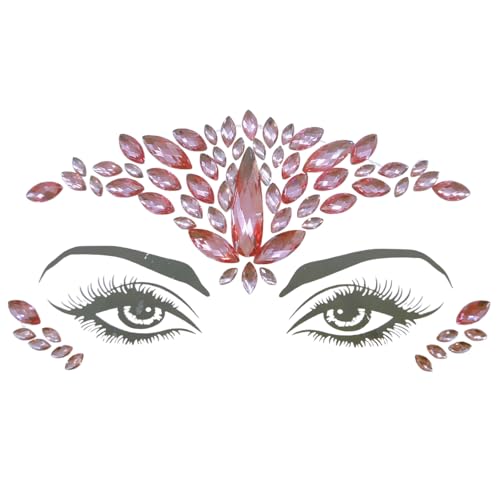 Topz Pink Face Jewels Sticker Festival Self Adhesive Rhinestone Gems for Face Body Nails Sparkling Glitter Beauty Decals for Women Girls