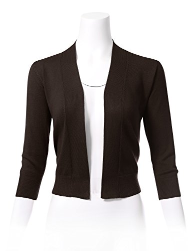 Image of Allsense Women's 3 /4 Sleeve Cropped Shrug Cardigan | Classic Bolero, Open-Front, Lightweight Soft Fine Knit Cover Up