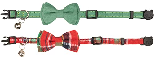 Gyapet Collar For Cats Pets Breakaway With Bell Bowtie Floral Bow Detachable Adjustable Safety Puppy 2Pcs Christmas-B #TOP1