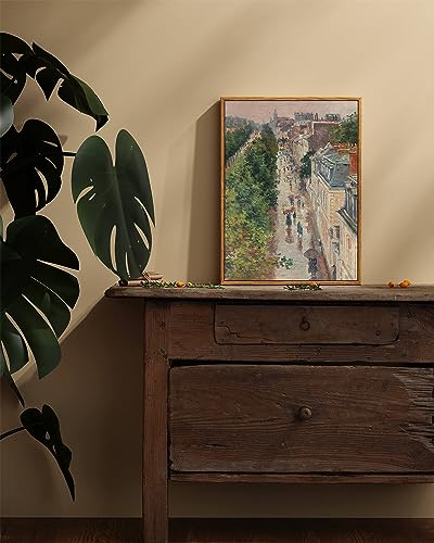 Image of ARPEOTCY Vintage Framed Canvas Print Wall Art, French Paris Street Country Wall Decor, Natural Cityscape Scenery Aesthetic Shelf Decor for Living Room, Bedroom, Bathroom, Office, 12x16 inch