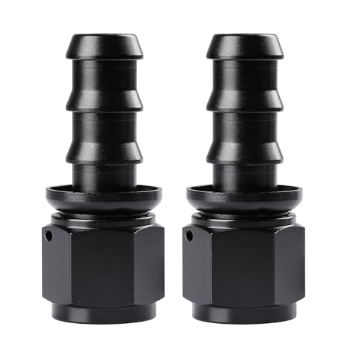 Ucreative 10AN Straight Push Lock Hose Fitting End Black 2PCS