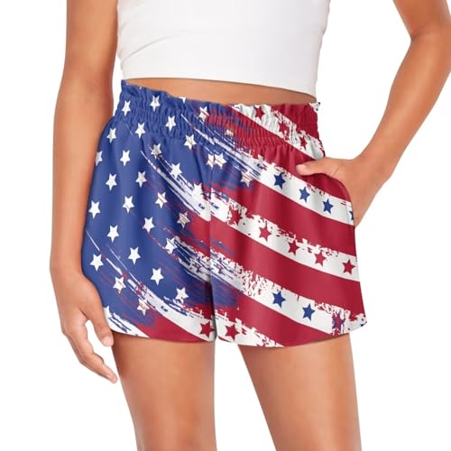 Shorts for Girls 3-16Y Athletic Shorts Summer High Waist Running Shorts Soft Dance Yoga Shorts with Pockets