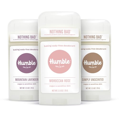 Image of Humble Aluminum-Free Deodorant, Lavender, Rose & Unscented - 3 Pack | Baking Soda-Free, Clean, Fresh, Natural, Essential Oils, Sensitive Skin, Long-Lasting Odor Control, Cruelty-Free, Men & Women