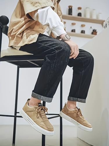 Men's Solid Trendy Lace Up Skateboard Shoes Non Slip Low Top Comfy for Outdoor Walking Jogging Campus Street Holiday All Seasons4