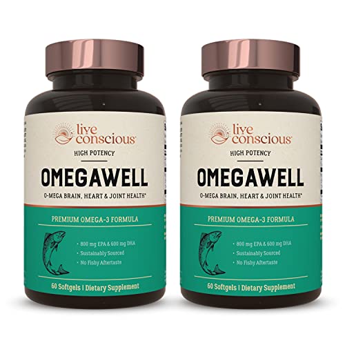Omegawell Fish Oil: Heart, Brain, And Joint Support | 800 Mg Epa 600 Mg Dha - Lemon Flavor, Enteric-Coated, Sustainably Sourced - Easy To Swallow 120 Count (2-Pack) #TOP18