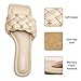 ATHMILE Braided Womens Sandals Square Open Toe Fashion Slide Sandals Women Dressy Summer Flat Beach Beige 2025 Size 7