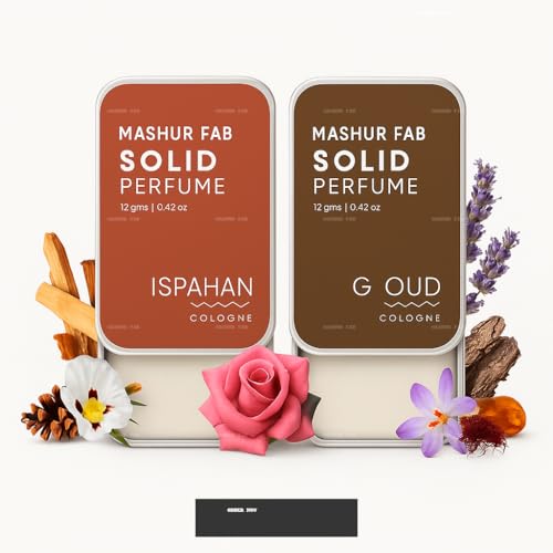 Image of Solid Perfume Combo - Soiree & Antonia | 2-Pack Alcohol-Free Natural Cologne | Long-Lasting Fragrance for Men & Women | Citrus, Floral & Woody Notes | 12g Each (Sandalwood, Saffron)