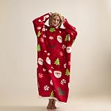 Picture of TSUTOMI Wearable Blanket Hoodie, Oversized Sherpa Wearable Hooded Blanket,Warm Cozy Sherpa Hoodie Gifts for Women Girls Adult -Christmas themed patterns