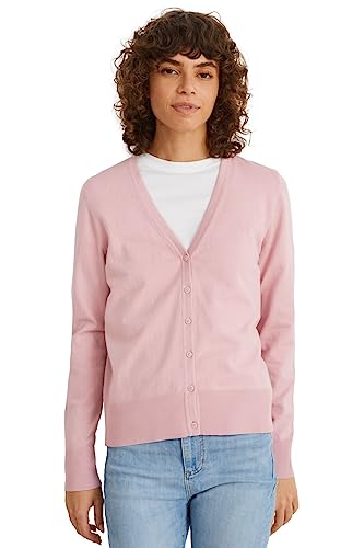 C&A Damen Strickjacke Nylon|Baumwolle Unifarben rosa L
