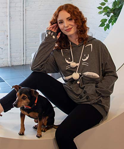 Alyc Unisex Hoodies Pet Holder Cat Dog Kangaroo Pouch Carries Pullover With Cat Printing Sweatshirt (Dark Grey, Xl) #TOP4