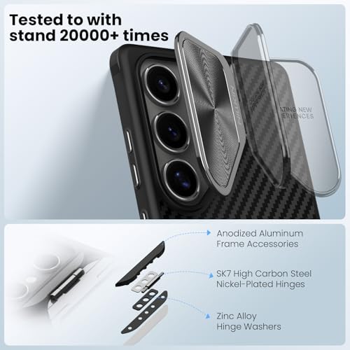 Image of Nillkin for Samsung Galaxy S25 Ultra Magnetic Case with Camera Cover, CamShield Carbon Fiber[ Compatible with Magsafe /Military Grade Drop Tested ]- 6.9'' Black