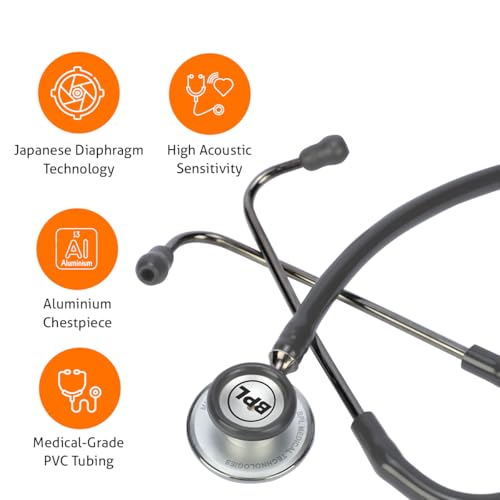 Image of BPL Medical Technologies ST-04 Aluminium Adult Chest Piece Stethoscope|High Acoustic Level, Versatile Chestpiece for Adult & Pediatric Use|Medical Instrument for Auscultation - Grey