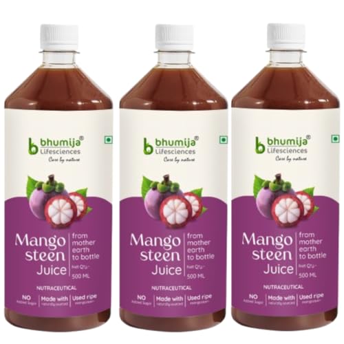 Image of Bhumija Lifesciences Mangosteen Juice - Antioxidant Rich Mangosteen Juice for Immunity Booster, Skin Brightening, Anti Aging & Digestive Support | Herbal Detox Health Drink (Pack of 3)
