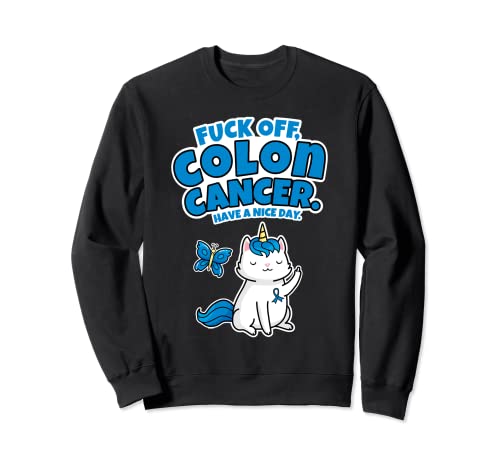 Fuck Off Cáncer de Colon Unicornio-Gato Mariposa Cita Divertida...