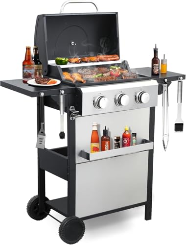 GRILL DEPOTS 3 Burner Propane Gas Grill, Stainless Steel