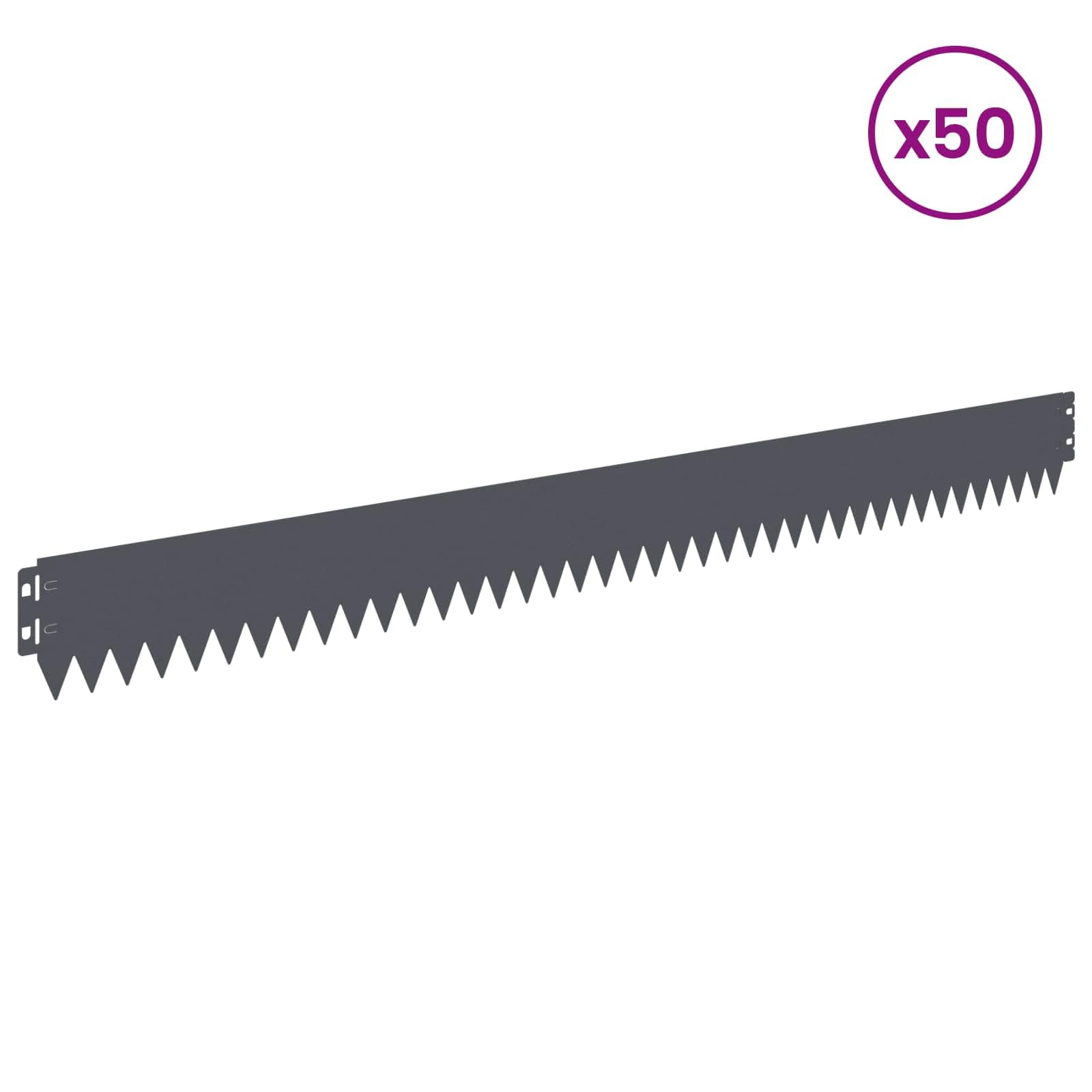 Krawędź trawnika 50 szt. 103 x 10 cm Stal | Do ogrodu, ścieżki, rabatu, odporna na warunki atmosferyczne, elastyczna instalacja