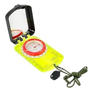 Sighting Mirror Compass, Mirror Sighting Map Orienteering Compass with Adjustable Declination and LED Professional Grade Compass Survival Camping Hiking Compass Backpacking Clinometer Camping Gifts