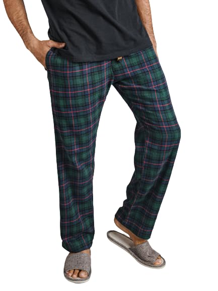 Image of Bombay Trooper Soft Flannel Checkered Cotton Pajama Pants - Teal & Orange