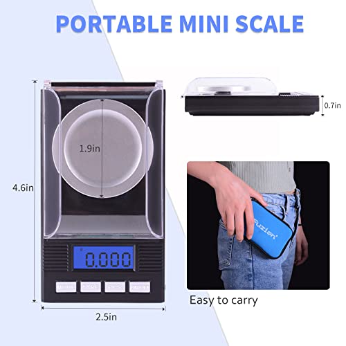 Fuzion Digital Milligram Scale 50G/ 0.001G, Portable Jewelry Scale With Lcd Backlit, Tare, Powder Scale, Micro Scale For Powder Medicine, Gold, Gem, Reloading, Batteries Included #TOP2