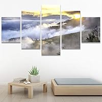 SIGNWIN 5 Panel Canvas Wall Art Modern Art Coastal Colorful Multicolor Photography Romantics Sunset for Home Decorations Ready to Hang - 60