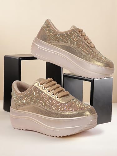Image of Vendoz Women Party & Wedding Bridal Sparkling Glittery Crystal Sneakers CNV4030
