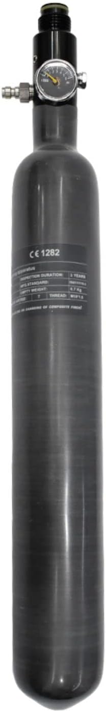 TUXING Carbon Fiber PCP Paintball Tank 0.7L 4500psi CE Approved Composite Cylinder with Paintball Regulator Valve Regulator Gauge Output Pressure:1800psi-M18*1.5