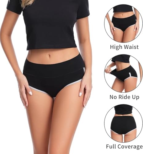 Image of DIVING DEEP Cotton Underwear for Women, High Waist Panties for Women, Womens Brief Cotton Underwear, Women's Panties - (Pack of 4)