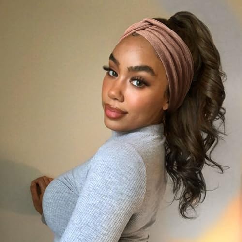 Image of DRESHOW 4 Pack Turban Headbands for Women Wide Vintage Head Wraps Knotted Cute Hair Band Accessories