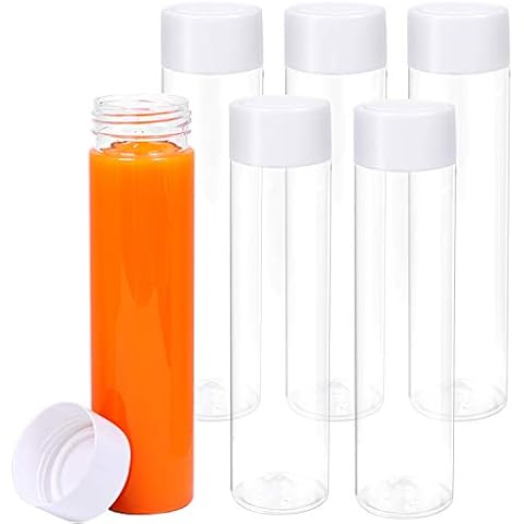 Aneco 6 Pack 12 Ounce Clear PET Bottles Empty Juice Smoothie Drink Bottles with Lids for Water, Milk, Tea and Other Beverages Cover