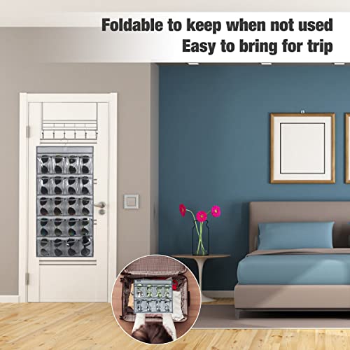ANIZER Hanging Sunglasses Organizer Wall Mounted Eyeglasses Holder with 20 Clear Slots (GREY) - Thumbnail 4