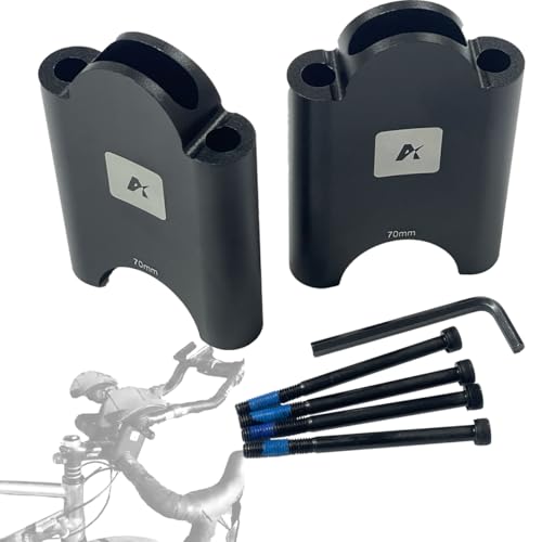 AGILLE Aerobar Riser Kit Compatible with Profile Design 70mm Height Adjustment for T+ Carbon T+ Aluminum ZBS Sonic Ergo Supersonic Ergo J2/J3/J4 Subsonic Brackets 31.8mm Clamp Black